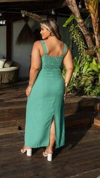 Pre venda vestido sarjado prespontado midi mr fr