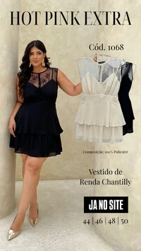 vestido renda chantily hotpink