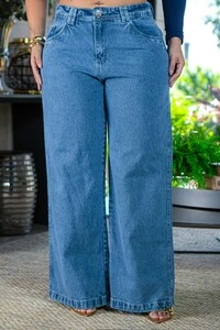 Calca jeans blue widleg flavia F
