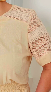 Macaquinho viscolinho com renda crochet predil