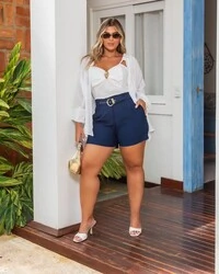 pre venda shorts sarjado com cinto mariana mr fr