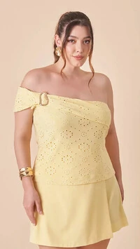 blusa ombro alice malha lasie com fivela upper