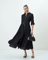 vestido chemise midi paisley quebela