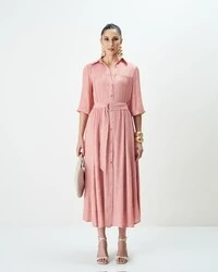 vestido chemise midi paisley quebela