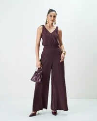 macacao decote v com argola ombro quebela