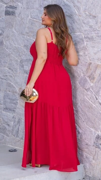 pre venda vestido longo detalhe flor removivel mr fr