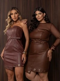 pre venda vestido courino assimetrico tomara ilhos divas