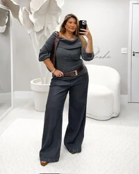 Calca widleg jeans fernanda F