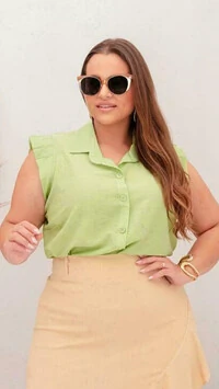 camisa lisa com manga preguiada predil viscose