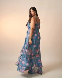 vestido floral chiffon celeste kayla