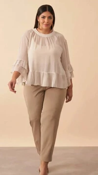 blusa peplum em crepe ggt fluido+ regata alca malha quebela
