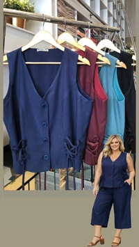 colete alfaiataria viscose sarjado com tiras predil