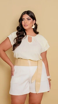 Blusa listra sobreton com babados predil