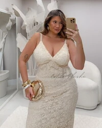 vestido renda guipure lari