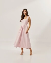 vestido colonial em tricoline com elastano e elastico costa quebela