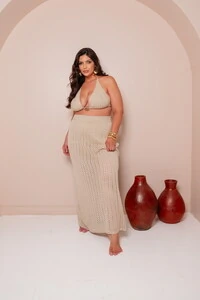 conjunto tricot sol saia longa e top planet