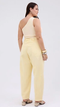 calca barrel amarelo manteiga izzat