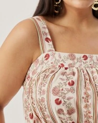 vestido longo regata estampa vertical forrado quebela