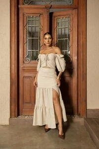 pre venda conjunto cropped cigana+ saia longa 3 marias season divas