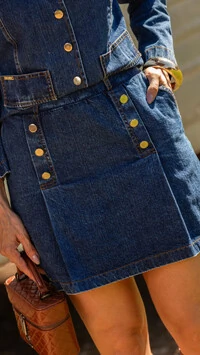 pre venda conjunto jeans jaqueta e saia rosamili