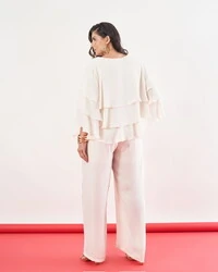 Calca ariele longo chiffon crepe e shorts forro kayla