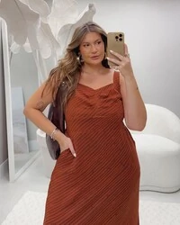 pre venda vestido longo crepe air flow brown rosamili