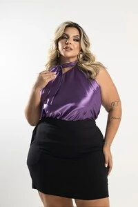 pre venda blusa cetim chocker requinte milan