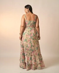 vestido floral chiffon celeste kayla