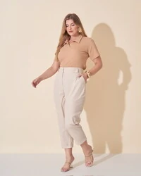 blusa malha micro rib polo kayla