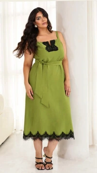 Vestido viscose com renda paola upper