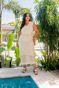 conjunto saia midi com franja e regata tela crochet predil