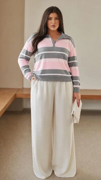 blusa tricot polo acrilico camila mix listras planet