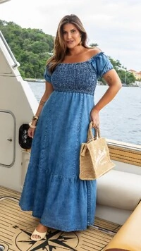 Pre venda vestido longo elastex denim 100% algodao mr fr