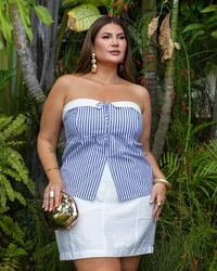 Pre venda blusa tomara que caia stripes mr fr