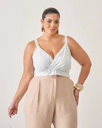 Camisa listrada+cropped com renda kayla