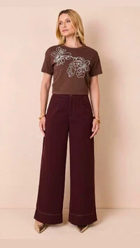 calca reta sarjada prespontada provador