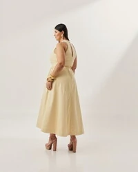 vestido colonial em tricoline com elastano e elastico costa quebela