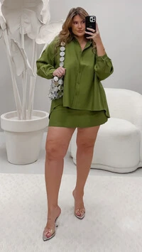 Conjunto camisa e saia mel hotpink