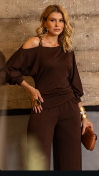 pre venda conjunto canelado com cinto em courino tellos