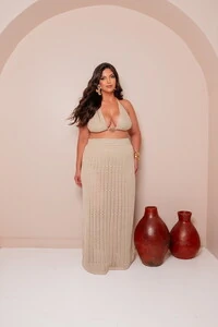 conjunto tricot sol saia longa e top planet