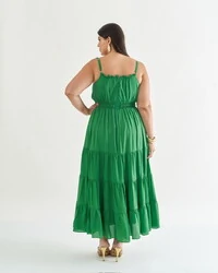 vestido midi franzido quebela