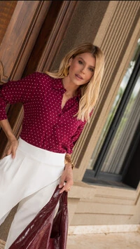 pre venda camisa viscose poa rosami