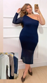 vestido colmeia um ombro bruna planet