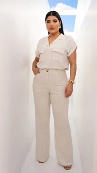 blusa aires com gola polo linho com elastano upper