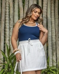 pre venda saia shorts bolso nervuras alfaiataria sarjada mr fr