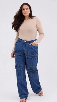 calca cargo jeans 4 bolsos frontais izzat