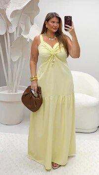 Vestido longo viscolinho premium planet