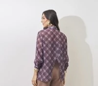 camisa linda crepe xadrez kayla