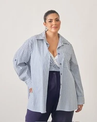 Camisa listrada+cropped com renda kayla
