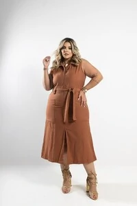 pre venda vestido ziper e faixa viscose sarjado encanto milanjus